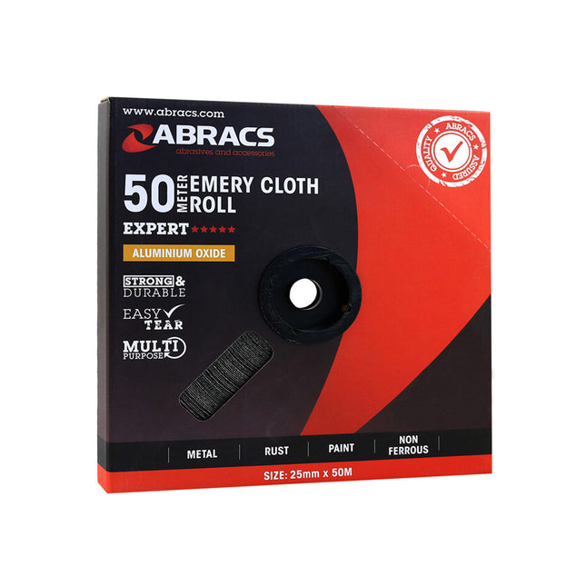 Abracs Emery Roll - 25mm x 50m x 120 Grit - Ideal for Sanding