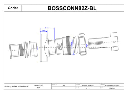 McAlpine BOSSCONN82Z-BL Black Mechanical Soil Pipe Boss Connector for 57mm hole saw size, supplied with fixing tool and suitable for 4"/110mm soil pipe