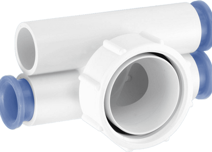 McAlpine R12 Four Way Connector 1½" loose nut x four connections for 19mm pipe, supplied with 3 Plugs
