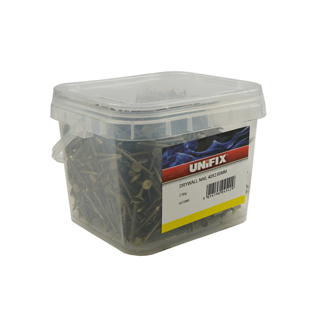 Unifix Z&Y Annular Drywall Nails 2.5Kg Tubs - 40mm x 2.65 (Box of 4)