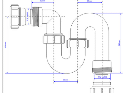 McAlpine SS10 75mm Water Seal Running Tubular Swivel 'S' Trap with Multifit Outlet