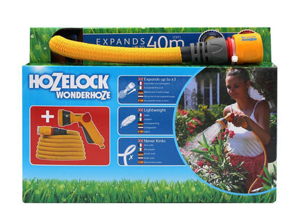 Hozelock Wonderhoze 40M With Multi Spray Gun - 100-101-263 - Perfect for Easy Watering