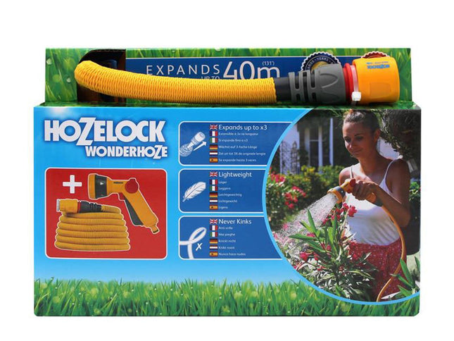Hozelock Wonderhoze 40M With Multi Spray Gun - 100-101-263 - Perfect for Easy Watering