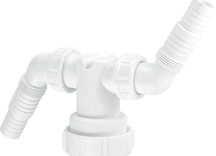 McAlpine V33WM Twin Connector for plumbing two domestic appliance discharge hoses into Standpipe Trap (Dishwasher & Washing Machine)