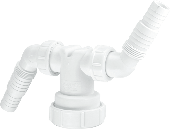 McAlpine V33WM Twin Connector for plumbing two domestic appliance discharge hoses into Standpipe Trap (Dishwasher & Washing Machine)