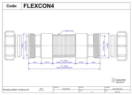 McAlpine FLEXCON4 1½"Flexible Fitting - Universal x Universal