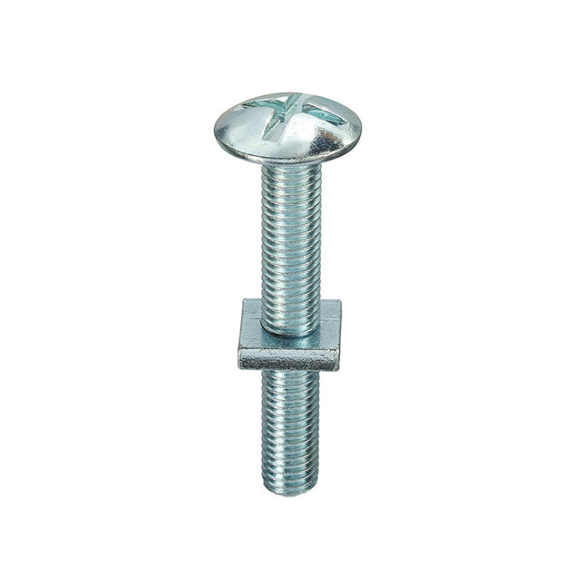 Unifix Grade 4.8 Mushroom Head Roofing Bolts And Sq Nuts Bzp - M6 X 90 (Box Of 100)