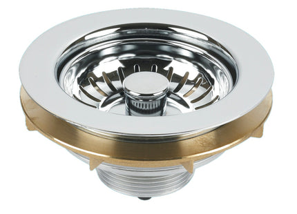 McAlpine BSW-BR-CP 1½" Basket Strainer Waste: 113mm Chrome Plated Brass Flange: Spring-Loaded Plug: Backnut Model