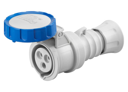 Gewiss Straight Connector Hp - Ip66/Ip67/Ip68/Ip69 - 2P+E 16A 200-250V 50/60Hz - Blue - 6H - Screw Wiring