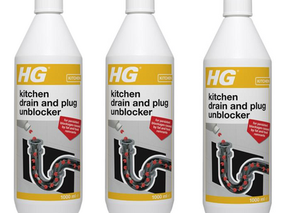 HG Kitchen Drain and Plug Unblocker 1 litre (Pack of 3)