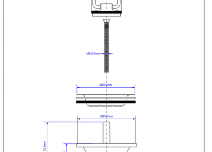 McAlpine BSW6CP2H 1½" Centre Pin Sink Waste: 85mm Stainless Steel Flange: Waste for Belfast Sink: Chrome Plated Handle Plug