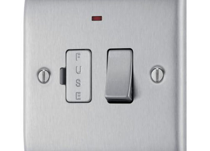 BG Electrical Brushed Chrome 13 Amp Fused Spur Switch - NBS52-01