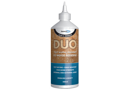 Bond-It Duo 2 In 1 Wood Glue. White. Size 500ml. (Box of 20)