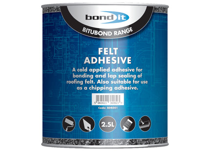 Bond-It Heavy Duty Felt Adhesive. Black. Size 2.5 Litre. (Box of 6)