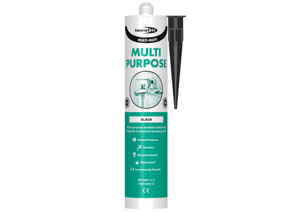 Bond-It Multi-Mate General Purpose Silicone Sealant. Black. Size Eu3. (Box of 25)