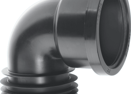 McAlpine DC90-BL Black 4"/110mm 90° Drain Connector with Boss