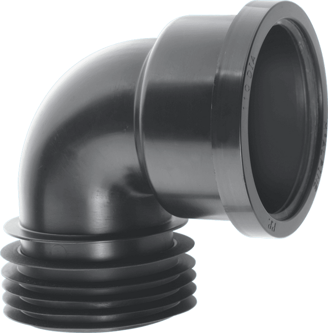 McAlpine DC90-BL Black 4"/110mm 90° Drain Connector with Boss