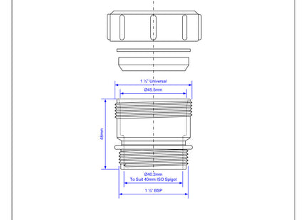 McAlpine T31U 1½" Straight Connector - BSP Male x Universal