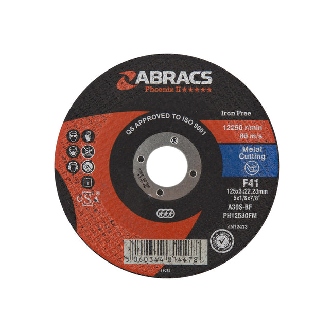 Abracs Phoenix Ii Flat Metal Cutting Disc - 125 x 3 x 22mm (Box of 25)