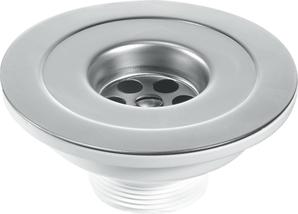 McAlpine BSW45P 1½" Centre Pin Sink Waste: 113mm Stainless Steel Flange: Reducer Waste with Plug