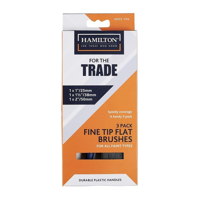 Hamilton For The Trade Paint Brush Set x 3, Fine Tip Flat Brush