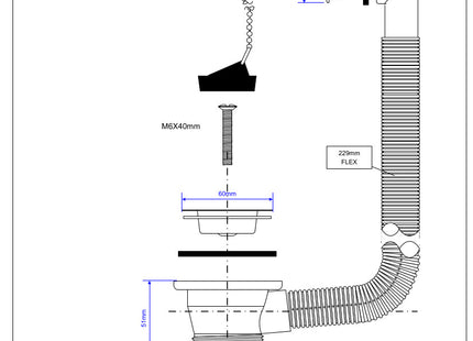 McAlpine FVW1PC Combined Waste and Overflow for Vanity Basin