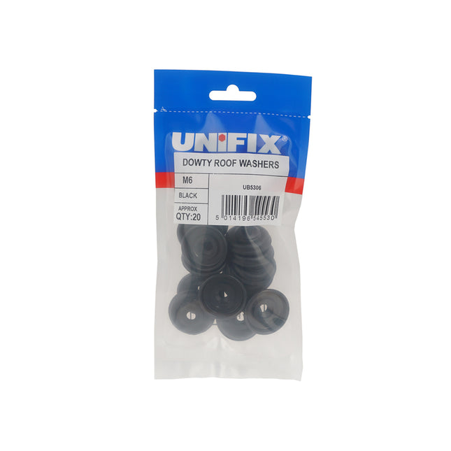 Unifix Black Dowty Roof Washers - M6 (Box of 100)