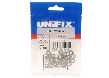 Unifix Brass Screw Cups Nickel Plated - 7-8G (Box of 250)