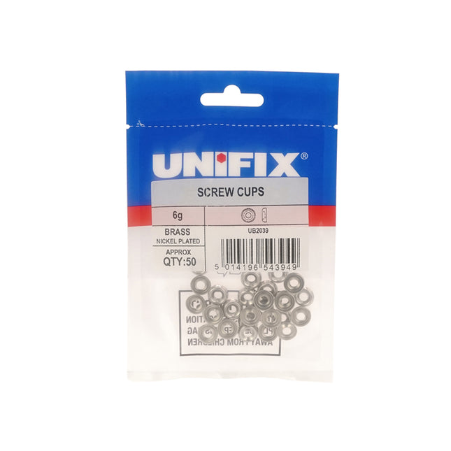 Unifix Brass Screw Cups Nickel Plated - 7-8G (Box of 250)