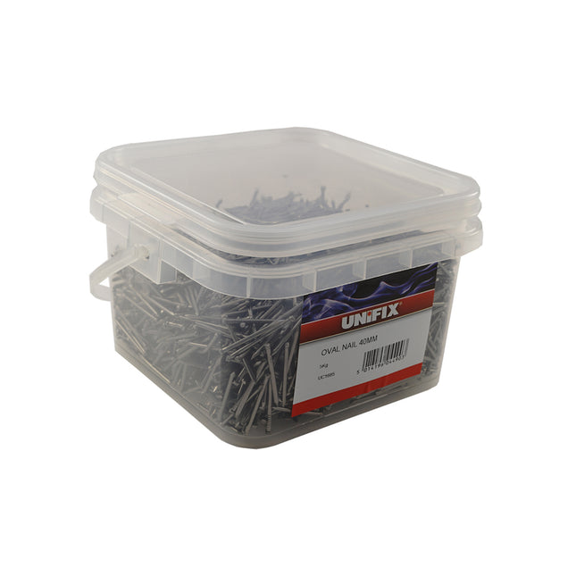 Unifix Bright Oval Brad Nails 5Kg Tub - 40mm (Box of 2)