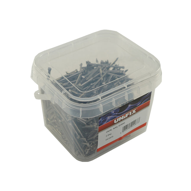 Unifix Bright Oval Brad Nails 2.5Kg Tubs - 50mm (Box of 4)