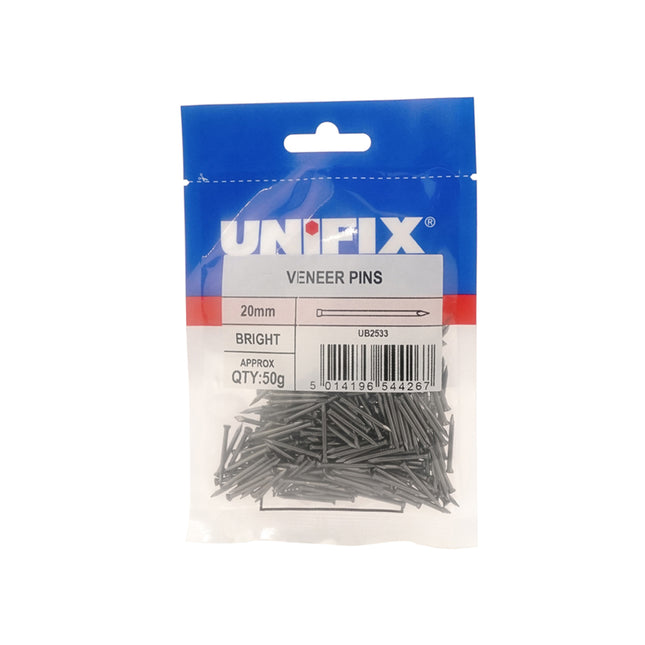 Unifix Bright Veneer Pins - 20mm (50g Bag) (Box of 5)