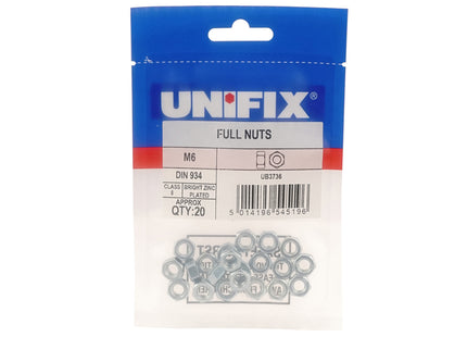 Unifix Class 8 Full Nuts DIN 934 Bright Zinc Plated - M10 x 1.50 (Box of 50)