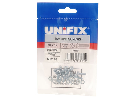 Unifix Machine Screws Pozi Pan Head DIN 7985Z Bright Zinc Plated - M6 x 40 (Box of 50)