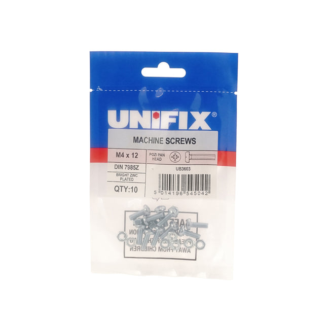 Unifix Machine Screws Pozi Pan Head DIN 7985Z Bright Zinc Plated - M6 x 25 (Box of 50)