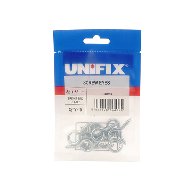 Unifix Screw Eyes Bright Zinc Plated - 14G x 65mm (Box of 25)