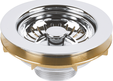McAlpine BSW-BR-CP 1½" Basket Strainer Waste: 113mm Chrome Plated Brass Flange: Spring-Loaded Plug: Backnut Model