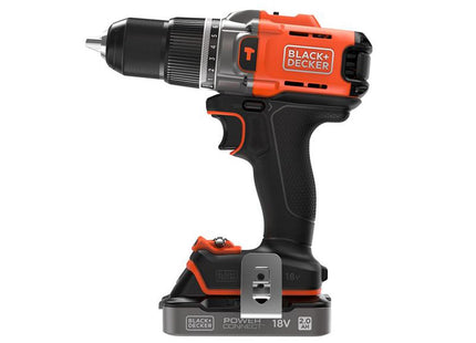 Black & Decker BCD383D1XK Powerconnect Hammer Drill 18V, 2.0Ah Li-Ion - Ideal for Home Use