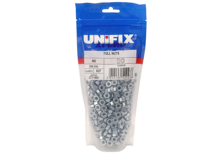 Unifix Class 8 Full Nuts DIN 934 Bright Zinc Plated - M10 x 1.50 (Box of 650)