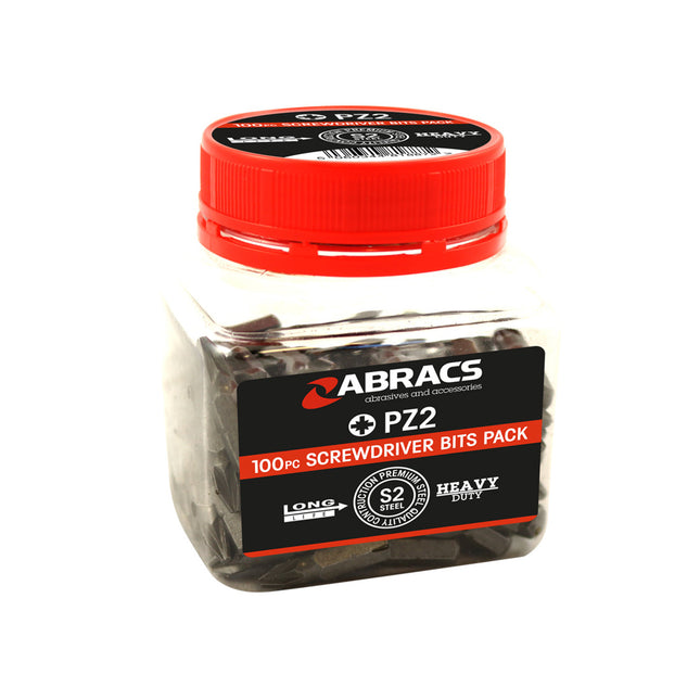 Abracs 100Pc PZ2 Screwdriver Bits - 25Mm - ABPZ2100