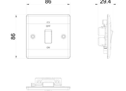BG Electrical Brushed Chrome 45A Double Pole Switch/Neon - NBS74-01