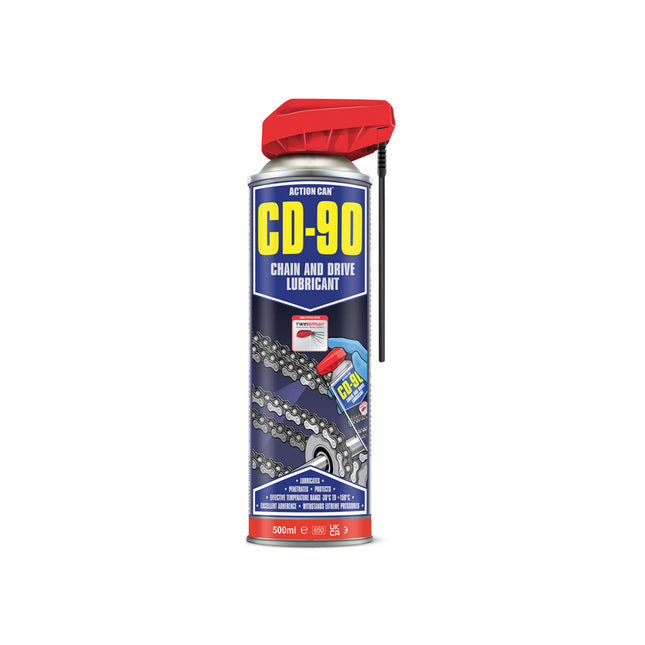Action Can CD-90 Chain and Drive Lubricant Twin Spray 500ml - Q99CD90005000015000 - Essential for Chain Maintenance
