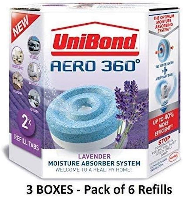 Aero 360 Moisture Absorber Aromatherapy Lavender Refills (Pack Of 6 Tabs)
