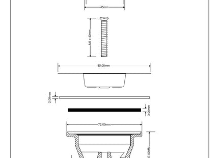 McAlpine BSW6P 85mm Flange Centre Pin Sink Waste