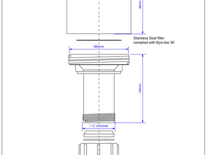 McAlpine SWLFCV 1¼" Screened Breather/Filter/Frost Cover with compression joint to pipe