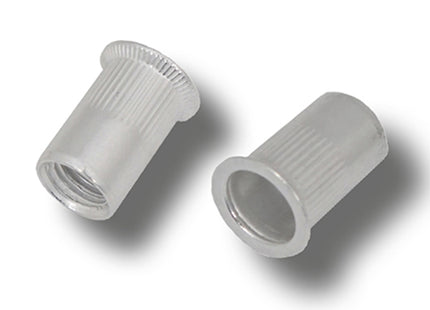 JRP Riveting Products M6 x 15.5 (1.5-4.0) Aluminium Countersunk Head Round Knurled Body Open Rivet Nuts (Box of 500)