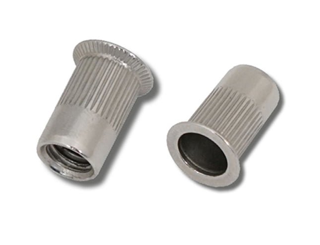 JRP Riveting Products M6 x 15.5 (0.5-2.5) A4 St.Stl Countersunk Head Round Knurled Body Open JRP Rivet Nuts (Box of 500)