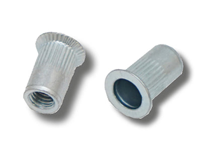 JRP Riveting Products M6 x 15.5 (1.5-4.0) Steel Countersunk Head Round Knurled Body Open JRP Rivet Nuts (Box of 500)