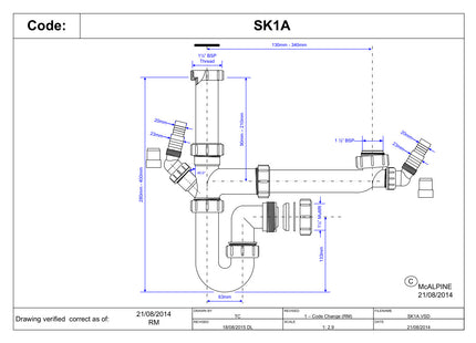 McAlpine SK1A Standard Bowl and a Half Plumbing Kit with 2 Nozzles