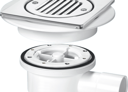 McAlpine VSG52T6SS Two-Piece Valve Shower Gully: Tile with removable Grid, 1½" Horizontal Outlet